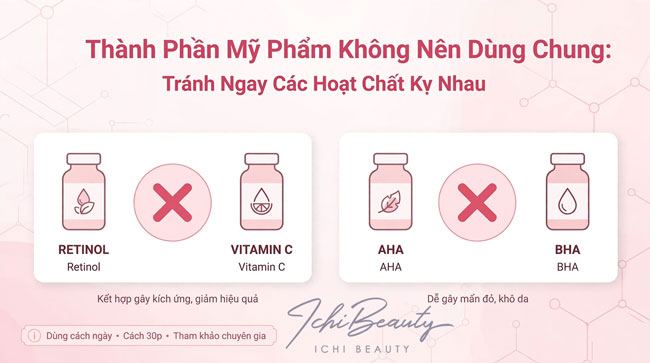Thành Phần Mỹ Phẩm Không Nên Dùng Chung: Tránh Ngay Các Hoạt Chất Kỵ Nhau